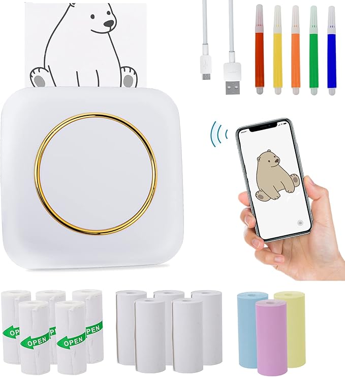 Portable Mini Pocket Thermal Printer – Wireless, Bluetooth, Inkless, for Notes, Labels & Photos