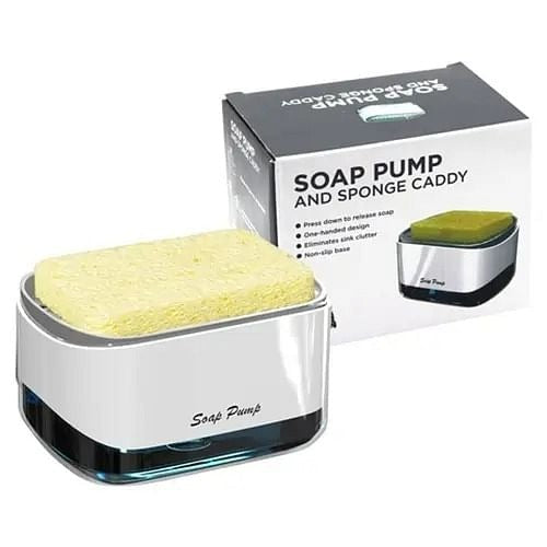 Soap Pump Dispenser with Sponge Holder – 2-in-1 Kitchen Convenience