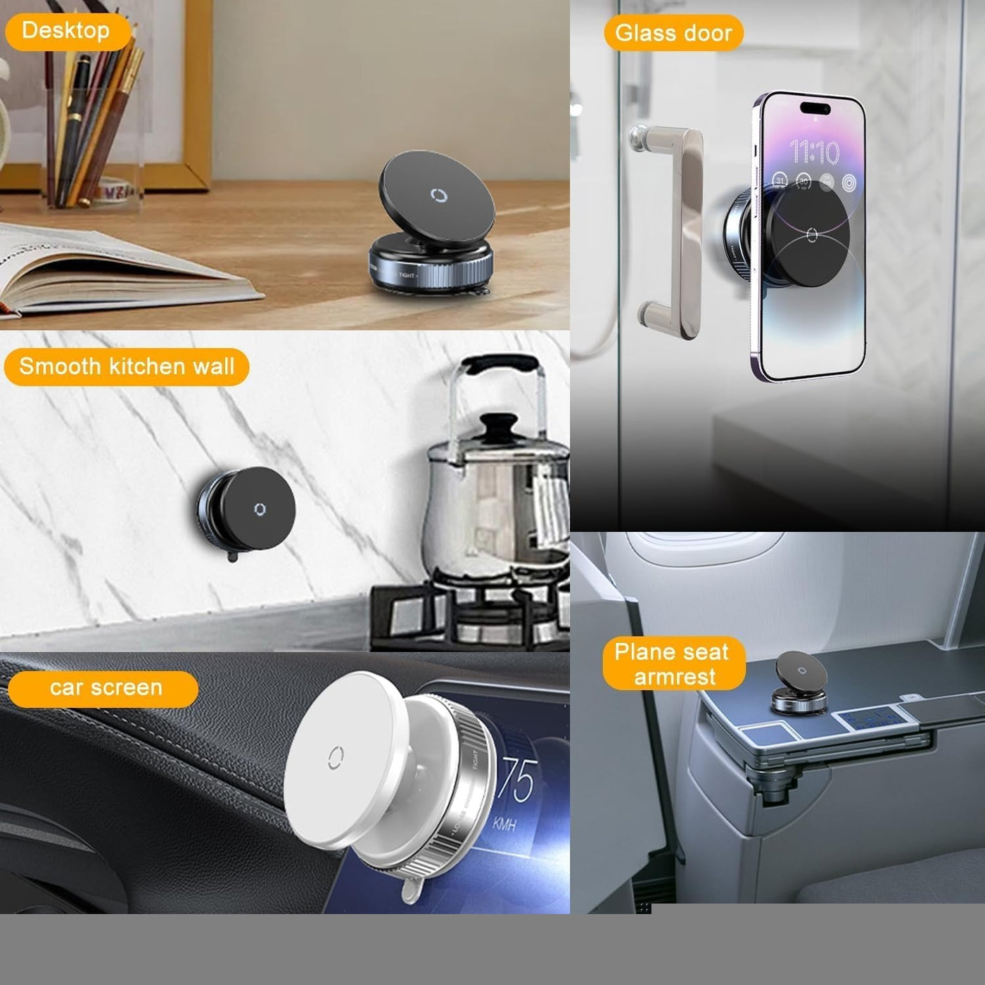 Magnetic Vacuum Car Phone Mount – Strong Grip & 360° Rotation
