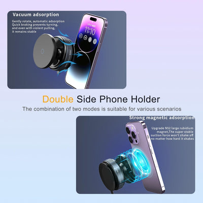 Magnetic Vacuum Car Phone Mount – Strong Grip & 360° Rotation
