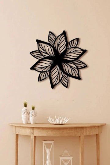 Floral Acrylic Wall Decoration – 60x60 CM – Elegant Design in Black, Gold, or Silver
