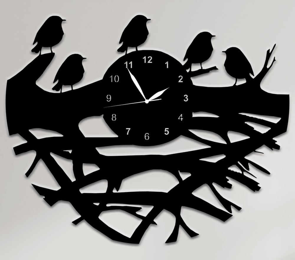 Cut Birds & Nest Wall Clock – Nature-Inspired Wall Decor