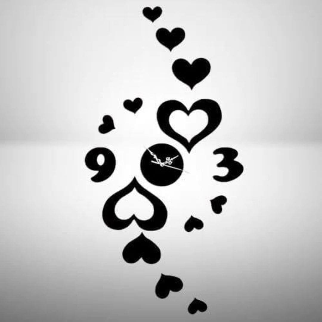 Cut Heart Wall Clock – Modern 3D Sticker Design (30 x 30 cm, Multiple Colors)