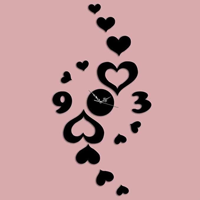Cut Heart Wall Clock – Modern 3D Sticker Design (30 x 30 cm, Multiple Colors)